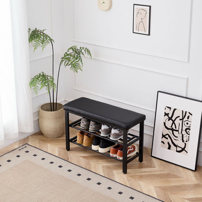 Shoe Bench With Cushion, Storage Seat For Entryway