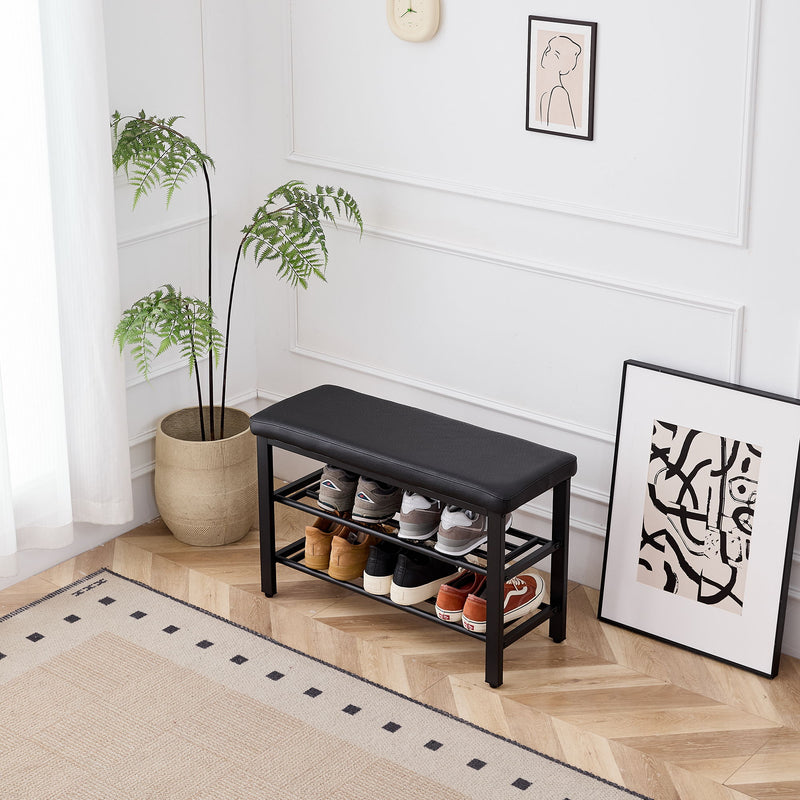 Shoe Bench With Cushion, Storage Seat For Entryway