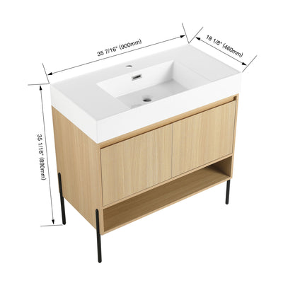 Modern Bathroom Vanity Combo With Single Resin Sink And Storage Cabinet