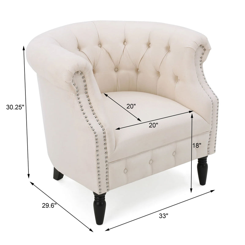 Celestialis - Upholstered Club Chair With Tub Design And Rolled Recessed Armrests