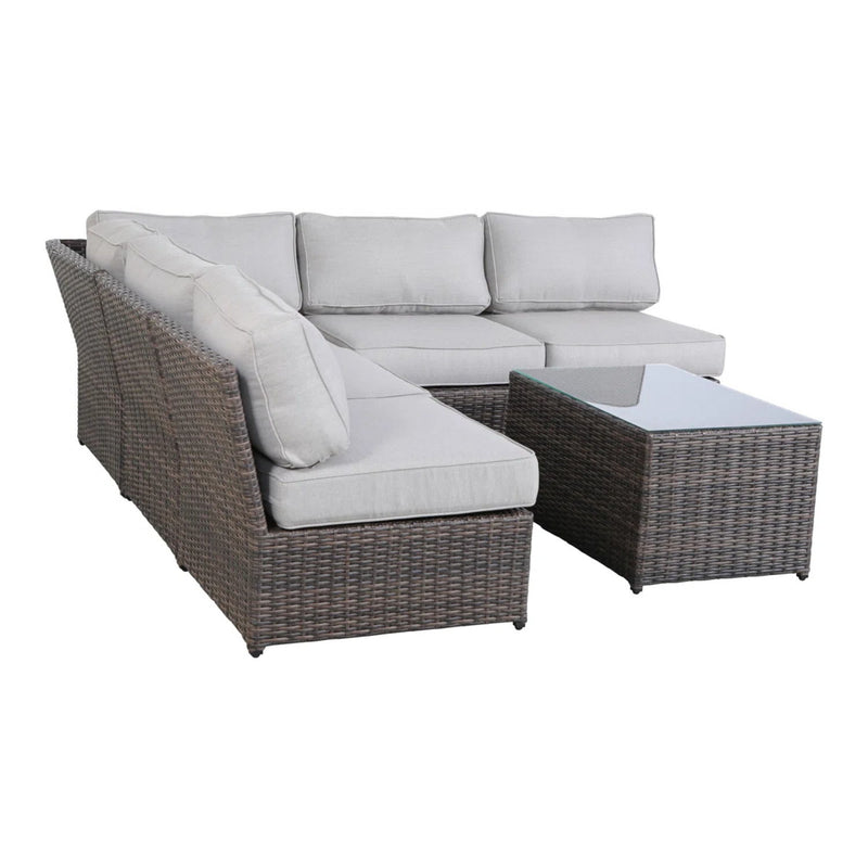 Comfortable Modern Patio Rattan Sectional Set With Cushions