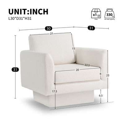 360° Modern Swivel Accent Chair Round Armchair, Thick Padded Single Lounge Sofa Upholstered Comfy