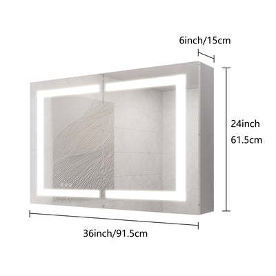 Medicine Cabinet With LED Vanity Mirror, Anti-Fog, Waterproof, Dimmable With Touch Switch