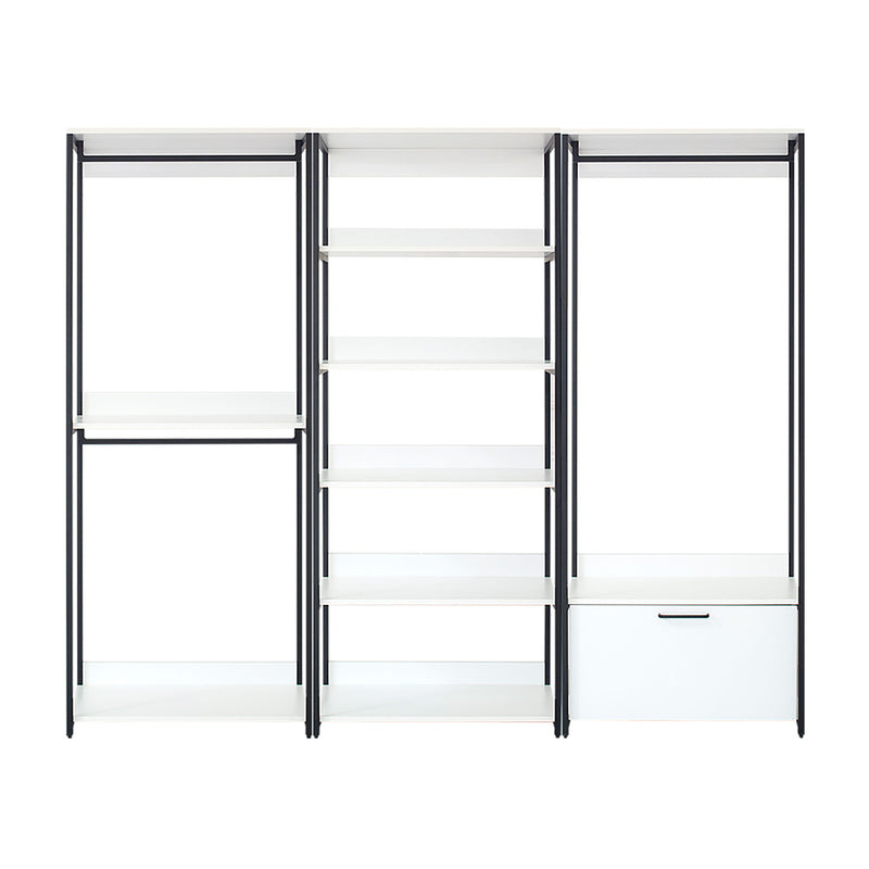 Fiona - Freestanding Walk In Wood Closet System & Metal Frame Melamine - White