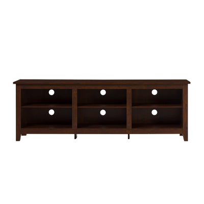 Modern Transitional 3 Shelf Open Storage 70" TV Stand For 80" TVs - Brown
