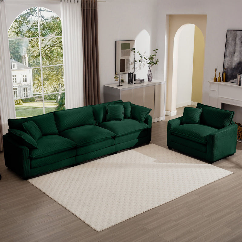 Elegant Corduroy Oversized Sectional Sofa Set With Deep Seats And Flexible Layout