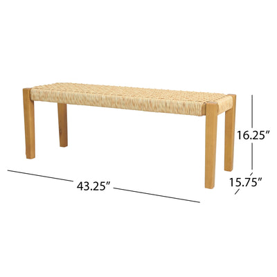 Angie - Bench Outdoor Seating Acacia Wood Faux Rattan - Teak