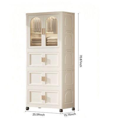 Folding Wardrobe Cabinet With Magnetic Doors, Wheels And Hangers