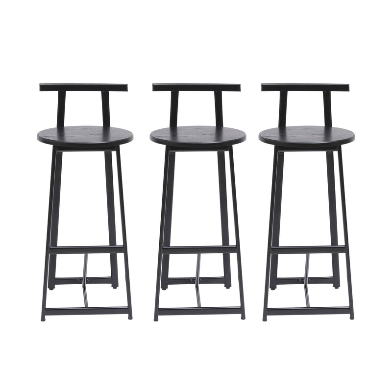 Modern Bar Stools With Backrest For Kitchen (Set of 3)