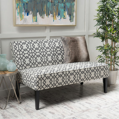 Contemporary Loveseat With Upholstered Fabric And Birch Wood Legs - Gray