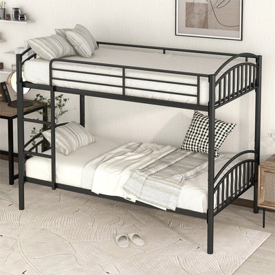 Twin Over Twin Bunk Bed, Divided Into Two Beds - Black