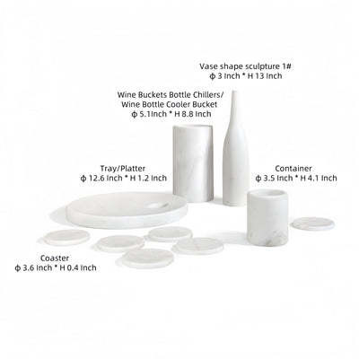 10 Pieces Luxury Natural Marble Dining Room Accessories Set