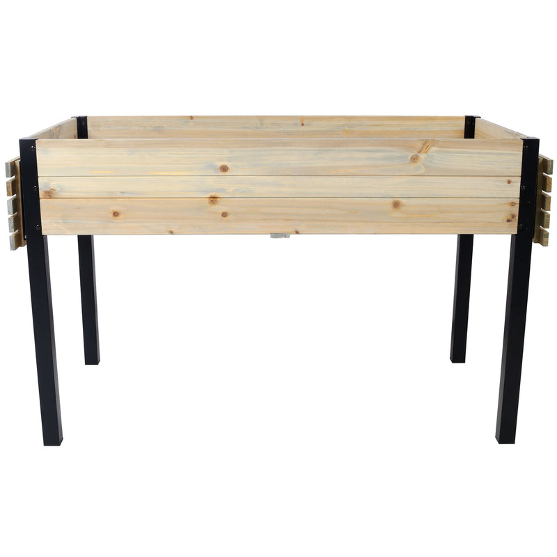 Raised Garden Bed With Metal Legs And Folding Storage Shelf