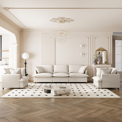 Living Room Set Modular Sectional Couch, Upholstered Sofa & Armchair & Movable Ottoman