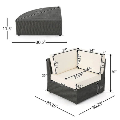 Santa Cruz - Outdoor 8 Piece Sectional Set - Dark Brown