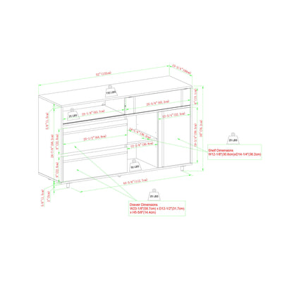 Contemporary Detailed Door Sideboard With Open Storage
