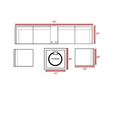 Contemporary Patio Seating Set With Fire Pit