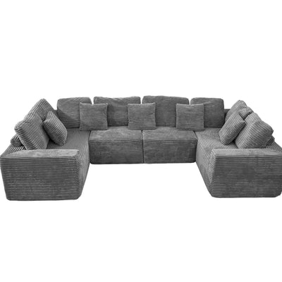 Modular U Shaped Sectional Sofa With Reversible Design