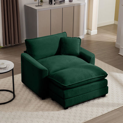 Classic Modern Comfortable Single Chair Deep Seat Sofa With Footstool