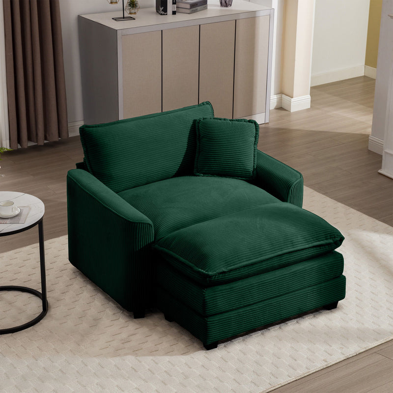 Classic Modern Comfortable Single Chair Deep Seat Sofa With Footstool