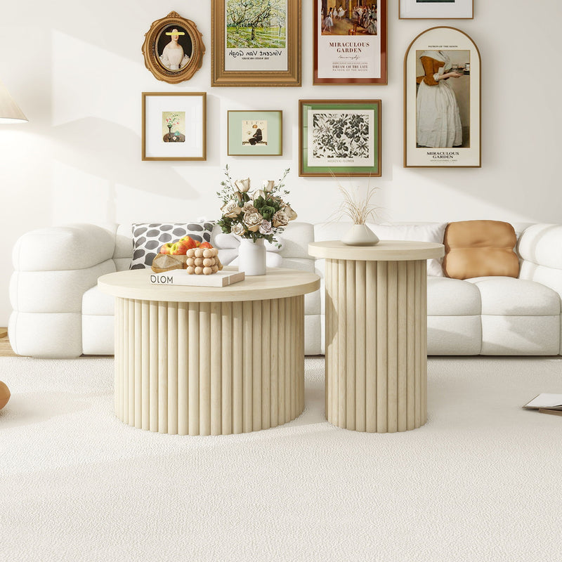 Modern Round Coffee Table And Side Table (Set of 2)