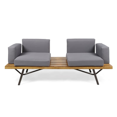 Outdoor Sofa With Cushions And Iron Legs - Dark Gray