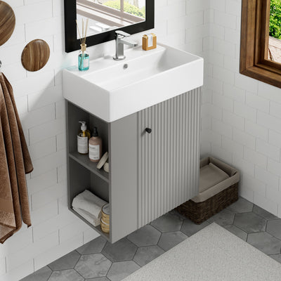 Modern Floating Bathroom Vanity With Ceramic Basin Perfect For Small Bathrooms