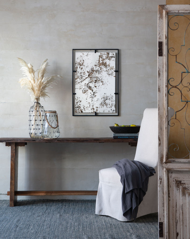 Rectangle Antiqued Wall Mirror Wall Mirror With Metal Frame, Home Wall Decor, Bedroom Living Room Entryway Wall Accent - Black