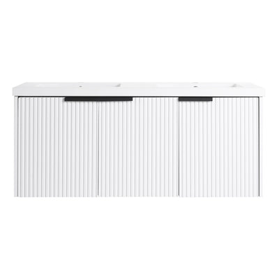 Contemporary Wall Mounted Bathroom Vanity With Resin Double Sink