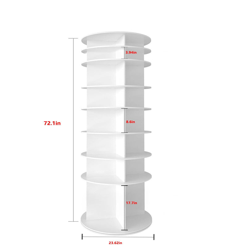 8 Tier Rotating Shoe Rack Tower, 360 Degree Spinning Shoe Organizer And Storage Carousel For Closet Or Entryway - White