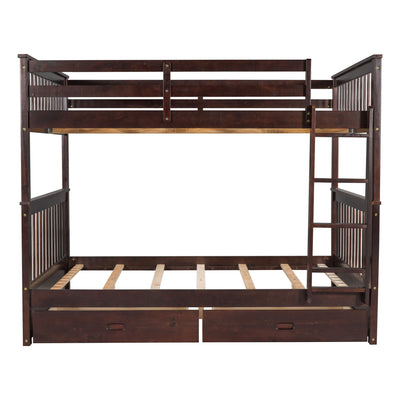 Bunk Bed With Ladders And 2 Storage Drawers