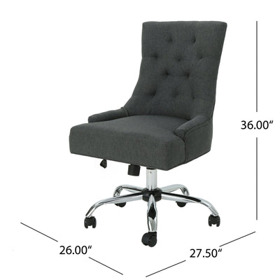 Glory Diamond Tufted Upholstered Office Chair With Rolling Casters And Sloped Arms - Dark Gray / Chrome