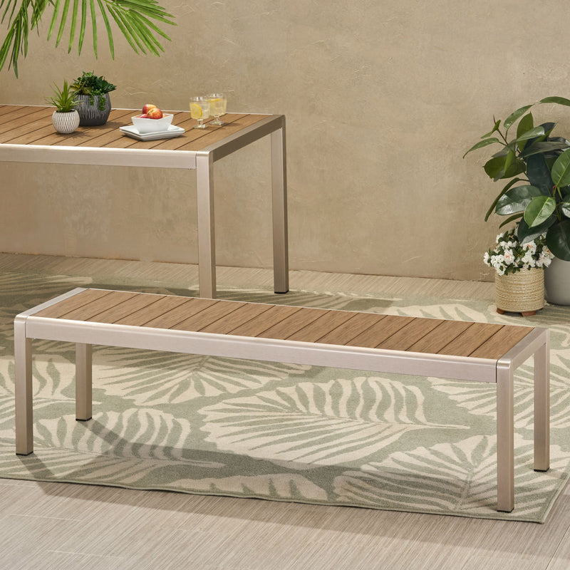 Outdoor Modern Aluminum Dining Bench, Durable And Elegant Design