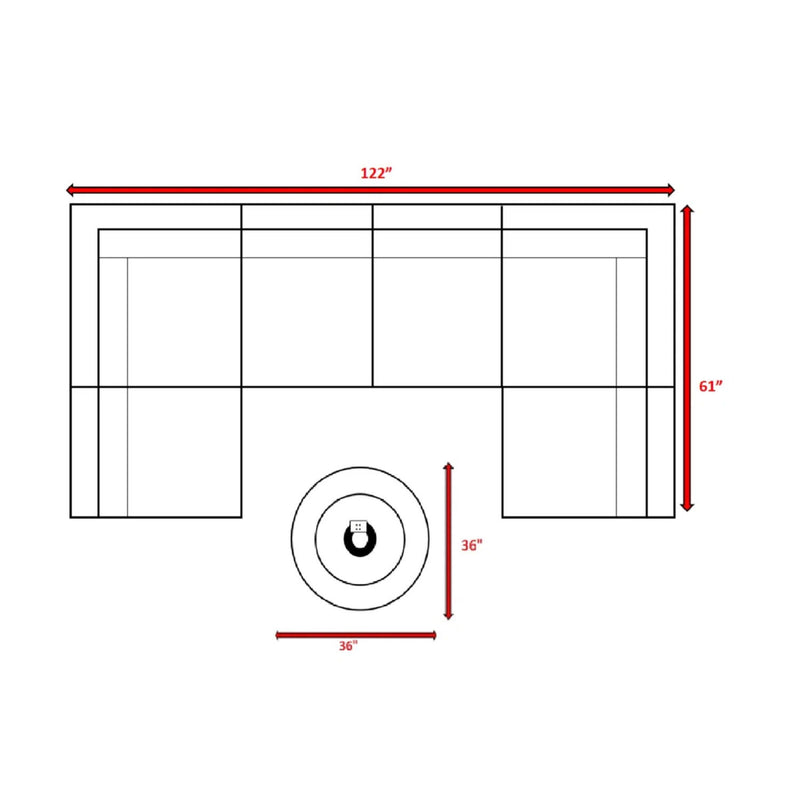 Outdoor 7 Piece Sectional Seating Group With Cushions And Fire Pit - Gray / Navy