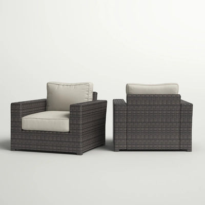 Outdoor Armchairs With Cushions (Set of 2) - Espresso / Gray