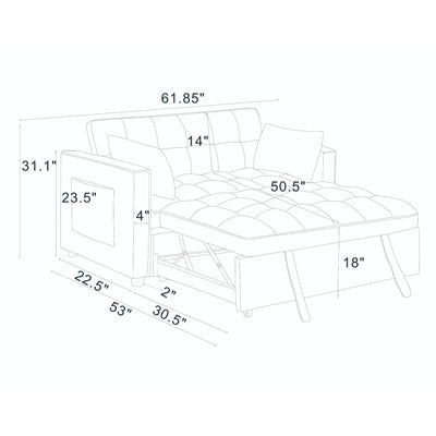 Sienna - Tufted Convertible Sleeper Sofa With Chaise - Gray