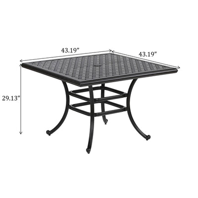 Square 4 Person 43.19" Long Aluminum Dining Set With Cushions