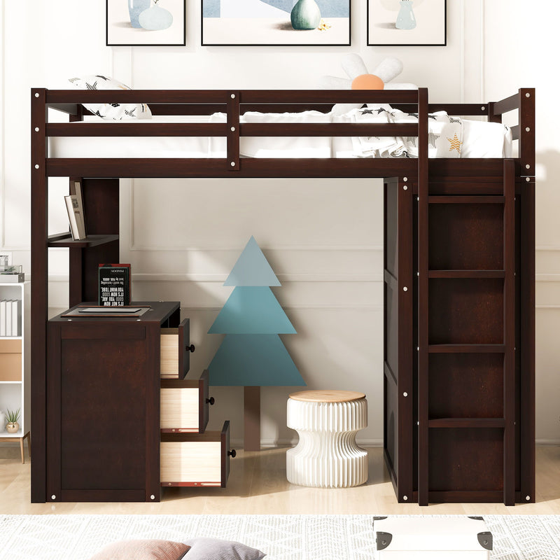 Loft Bed With Drawers, Desk, And Wardrobe