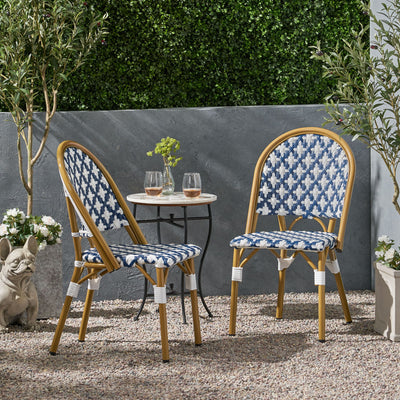 Chic French Bistro Chair With Durable Rattan And Aluminum Frame