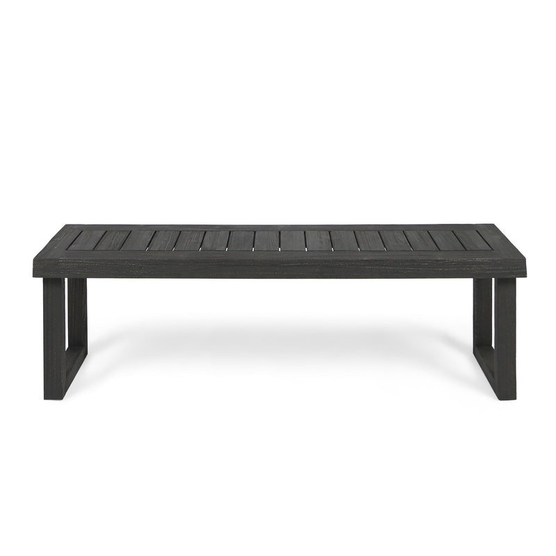 Realm - Outdoor Bench With Slat Panel Top And Base - Dark Gray