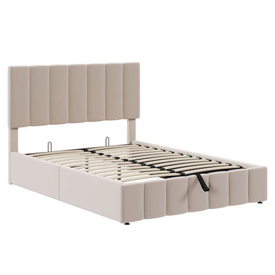 Elegant Upholstered Platform Bed With Hydraulic Storage System