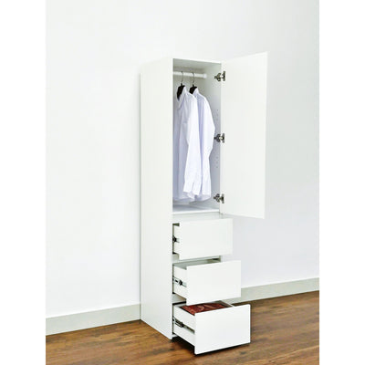 Elise - Slim Modular Wood Closet Cabinet With Drawers In Durable Melamine And Wood 71" Height - White