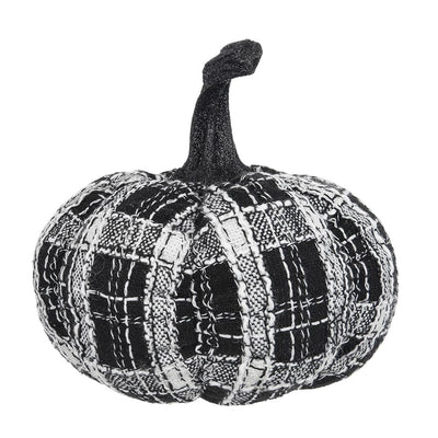 Light Plaid Pumpkin, For Holiday Halloween Decor - Black / White