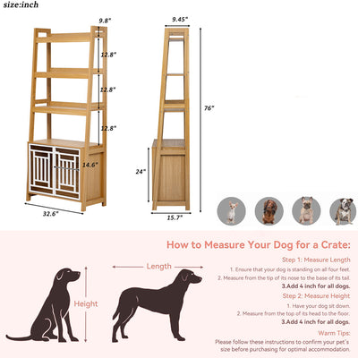 Modern Furniture Style 2 In 1 Pet Friendly Dog Crate Ladder Bookcase - Ancient Oak