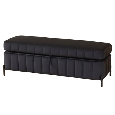 Wide Upholstered Velvet Storage Soft Bench Ottoman With Metal Legs