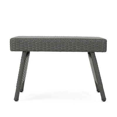 Outdoor Wicker Table With Rectangular Tabletop - Gray