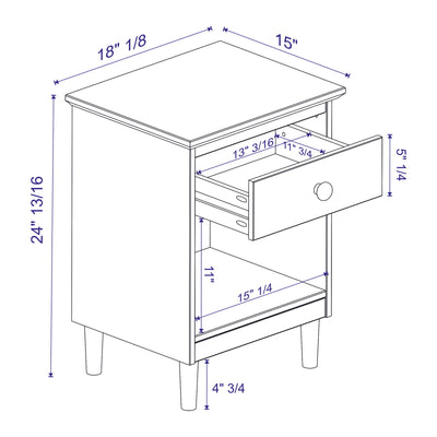 Classic 1 Drawer Nightstand With Cubby