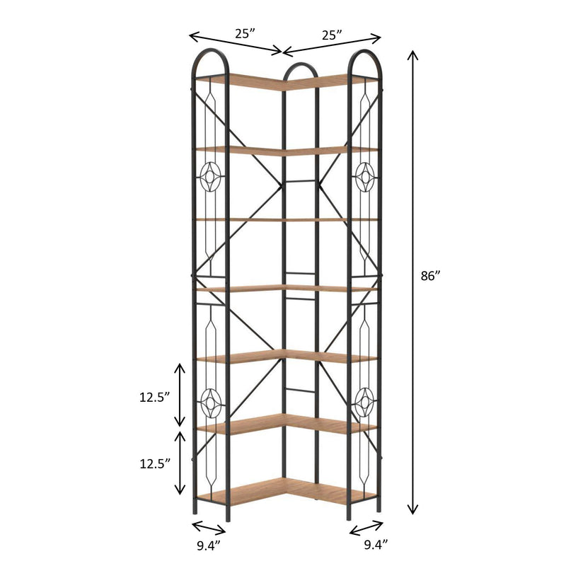 Industrial Style Corner Bookshelf With Thickened Iron Frame
