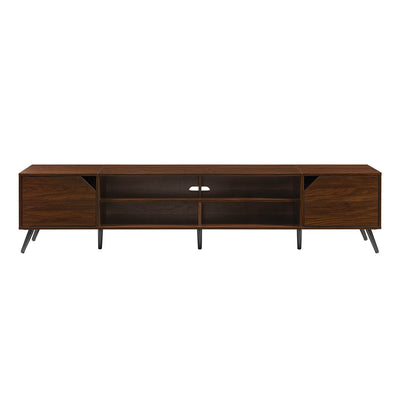 Contemporary 2 Door Minimalist TV Stand For TVs Up To 90" - Dark Walnut