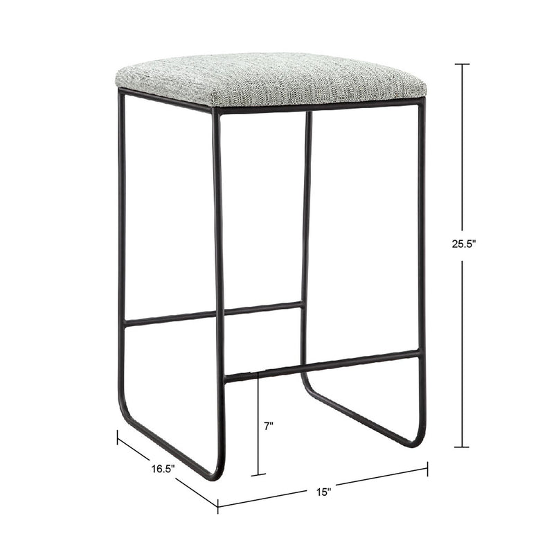 Counter Stool With Faux Linen Seat - Heathered Gray / Matte Black